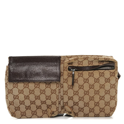 Gucci GG Monogram Double Pocket Belt Bag Dark Brown 1 of 6