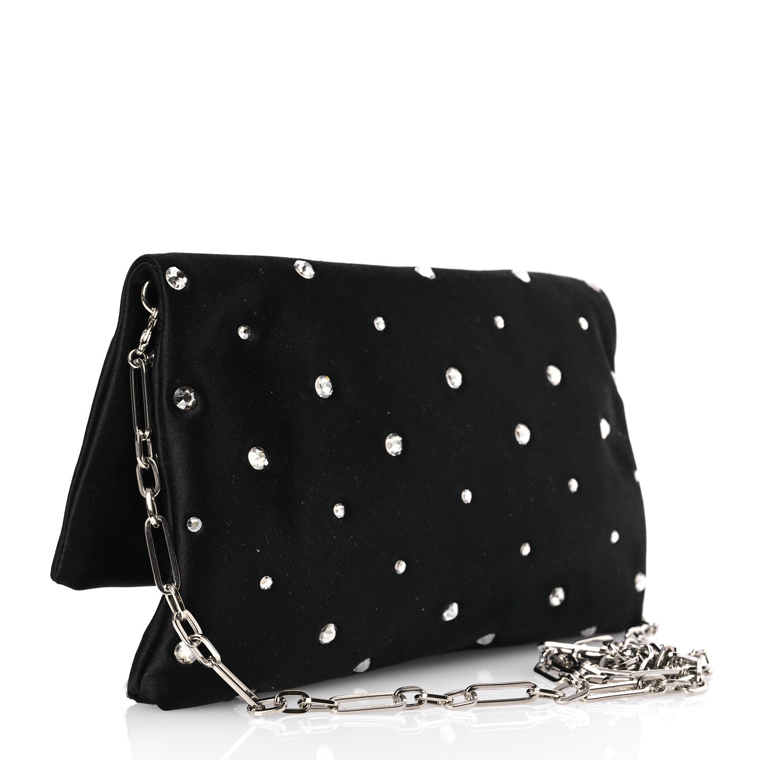 Jimmy Choo Satin Crystal Embellished Titania Clutch  Black 3 of 11