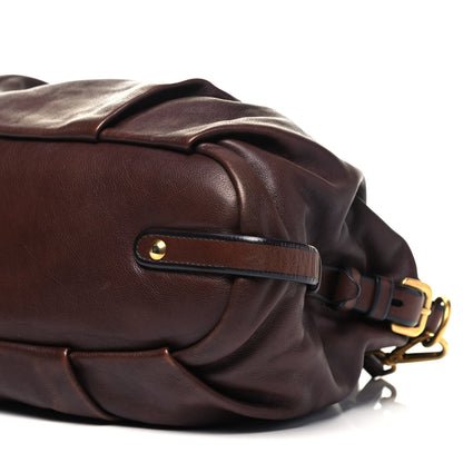 Prada Soft Calf Pleated Hobo Nocciolo 7 of 11