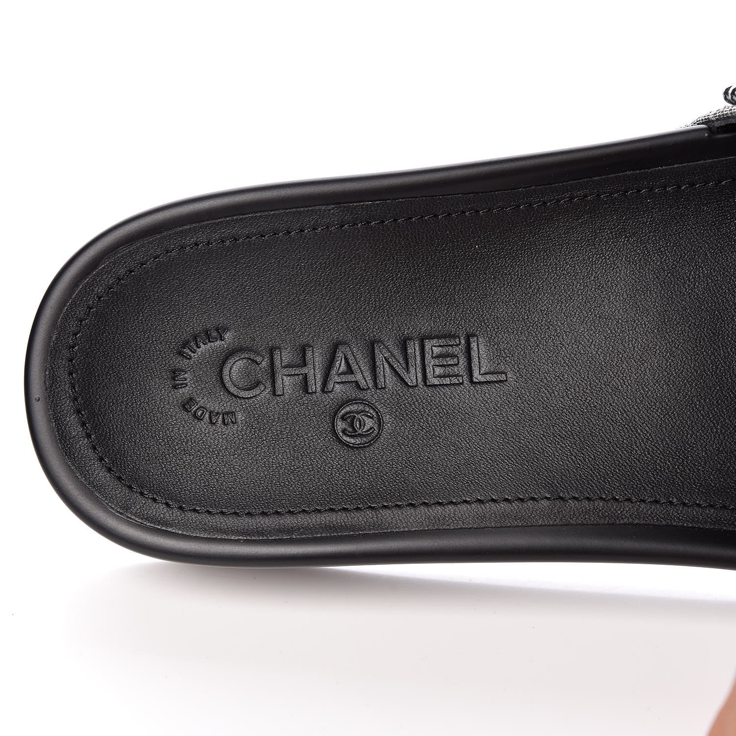 Chanel Fantasy Lambskin Pearl Chain CC Flat Mules 40 Silver Black 9 of 11