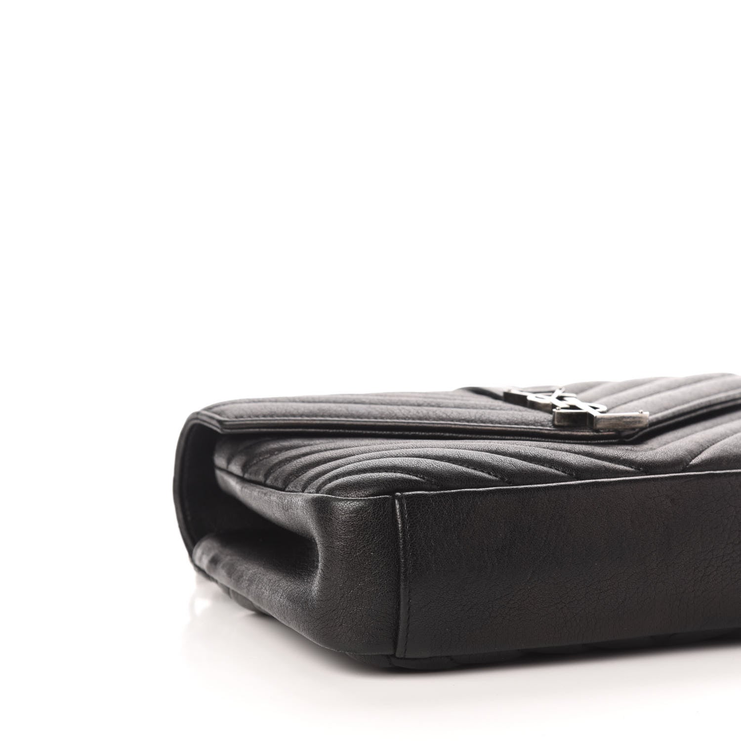 Saint Laurent Sheepskin Matelasse Chevron Monogram Medium College Bag Black 9 of 14