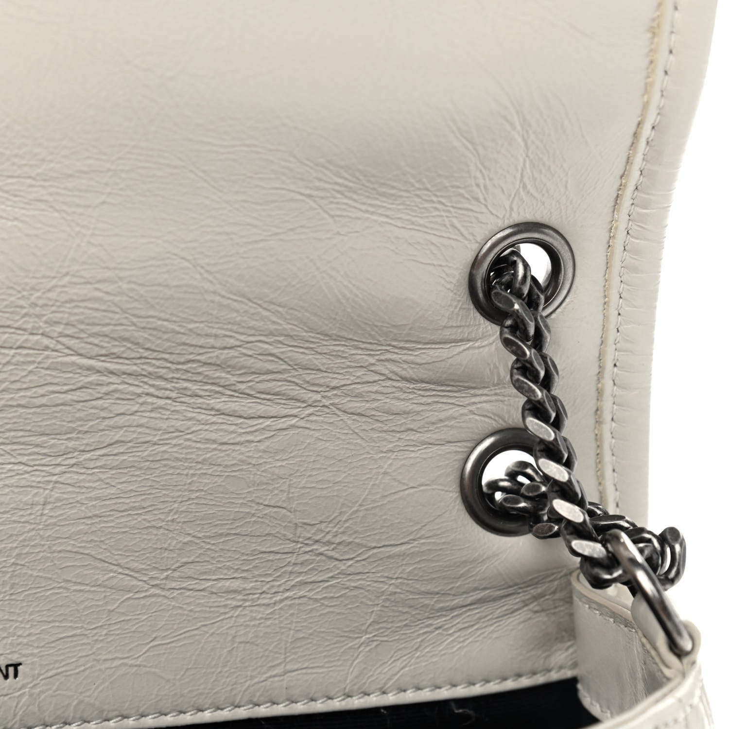 Saint Laurent Crinkled Calfskin Matelasse Monogram Baby Niki Chain Satchel Ivory 10 of 10