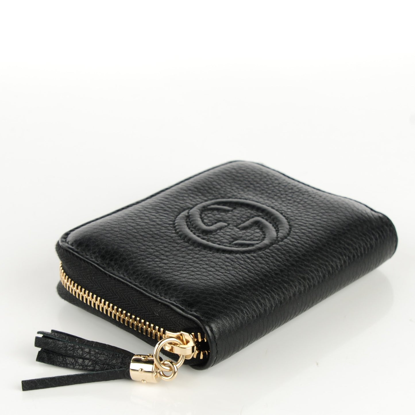 Pebbled Calfskin Soho Compact Disco Zip Around Wallet Black