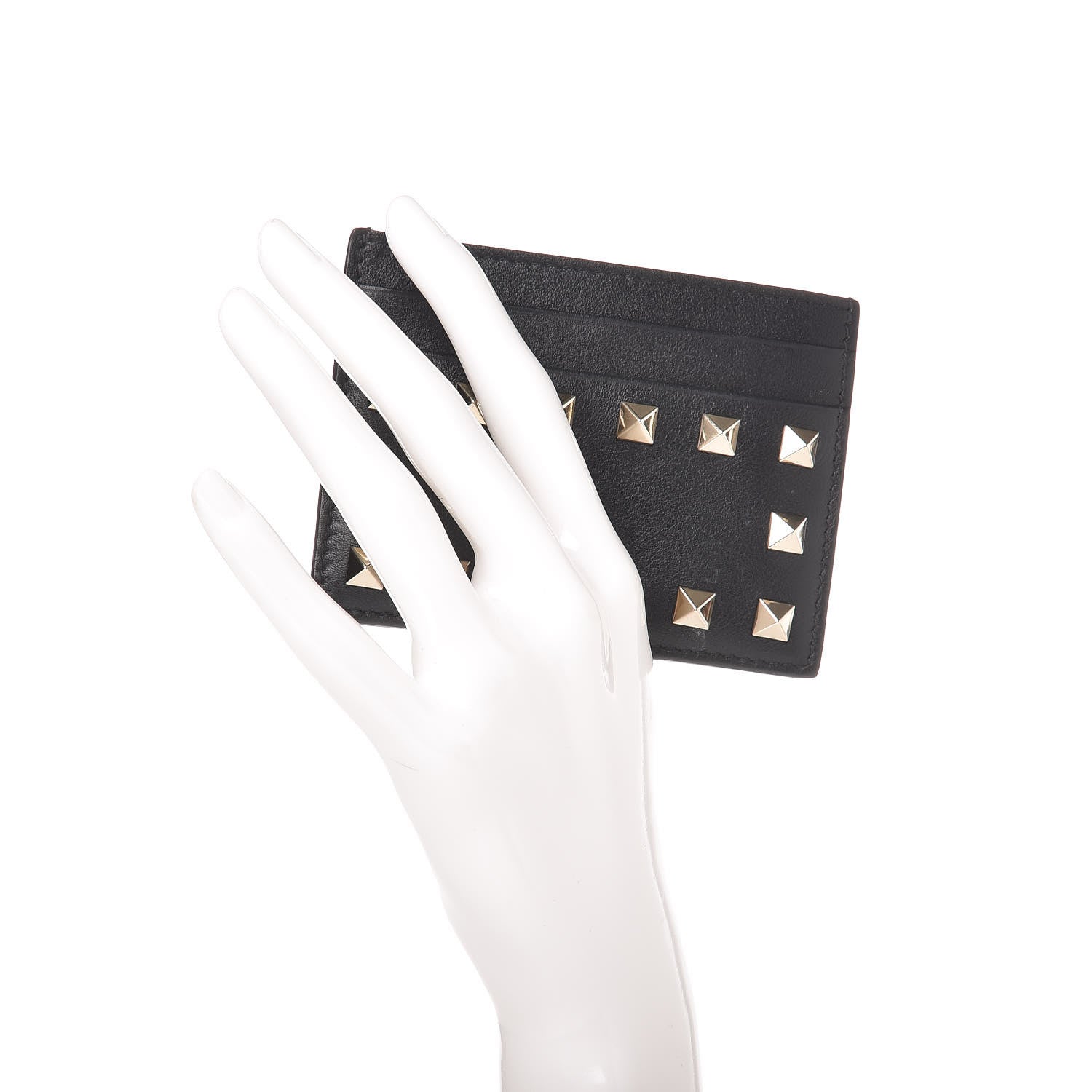 Valentino Garavani Vitello Rockstud Card Holder Black 2 of 9