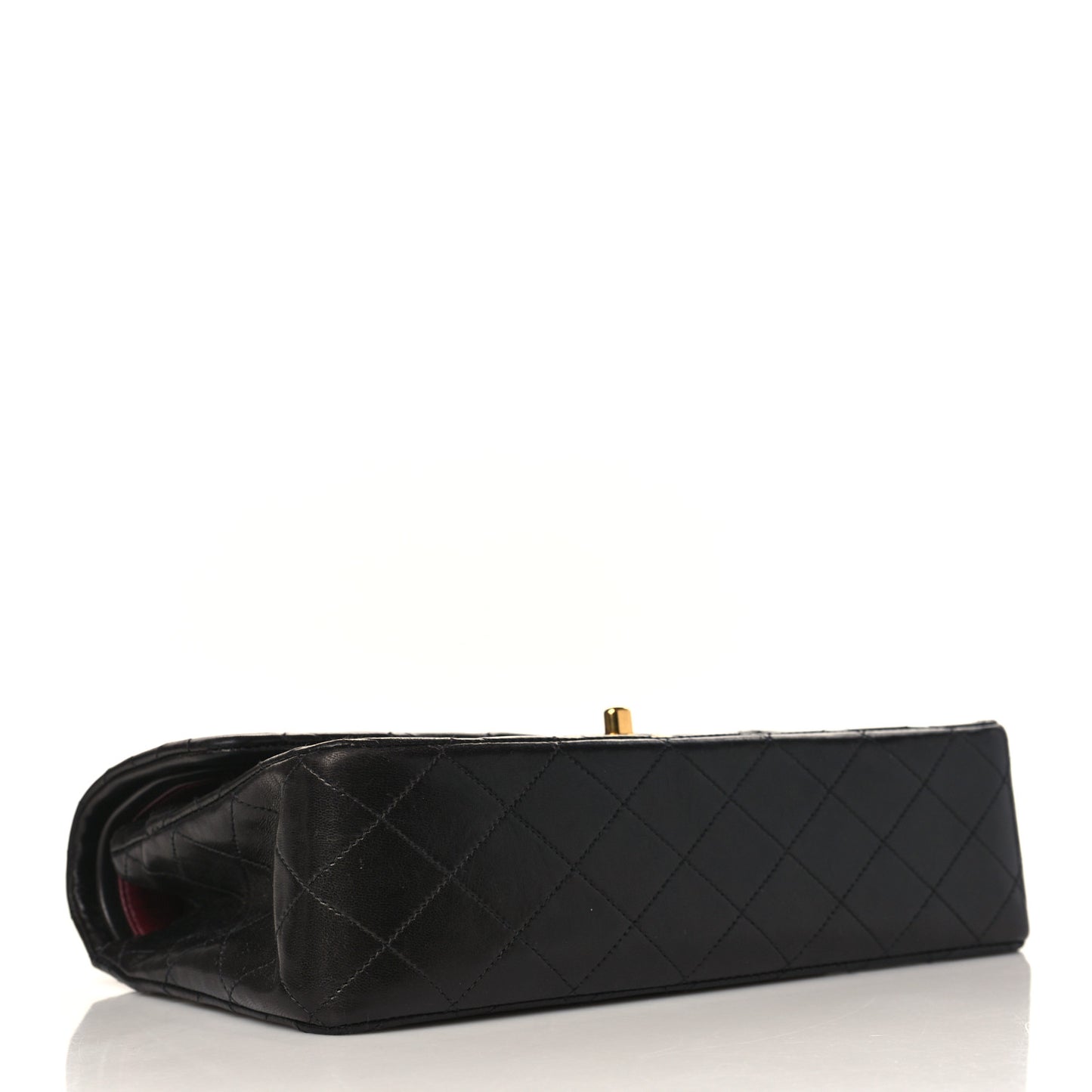 Lambskin Quilted Medium Double Flap Black