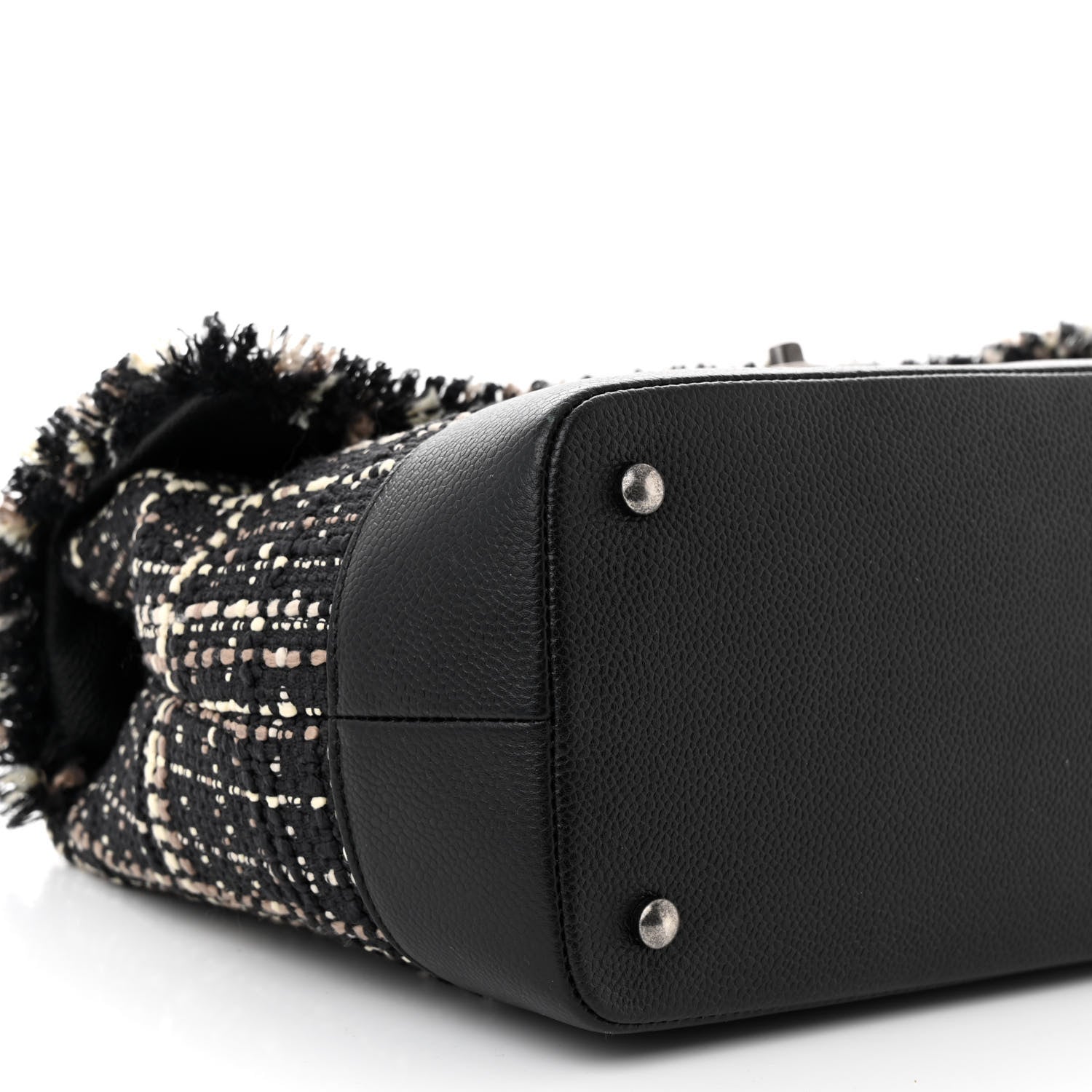 Chanel Tweed Trip Top Handle Flap Black Beige 9 of 12