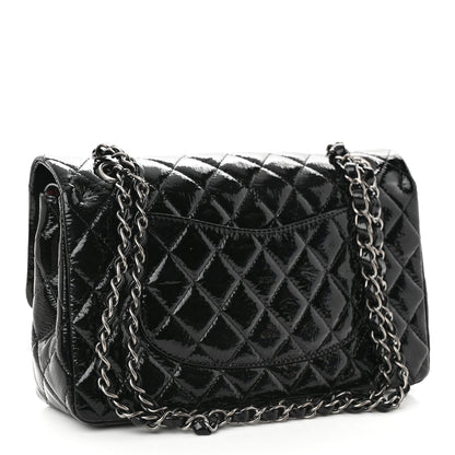 Chanel Crumpled Patent Quilted Medium Double Flap Black 3 of 14