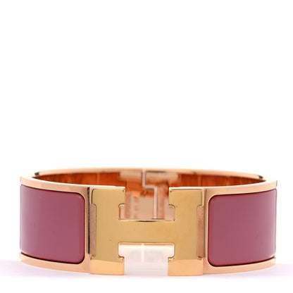 Hermes Enamel Wide Clic Clac H Bracelet GM Rose Velours 1 of 4