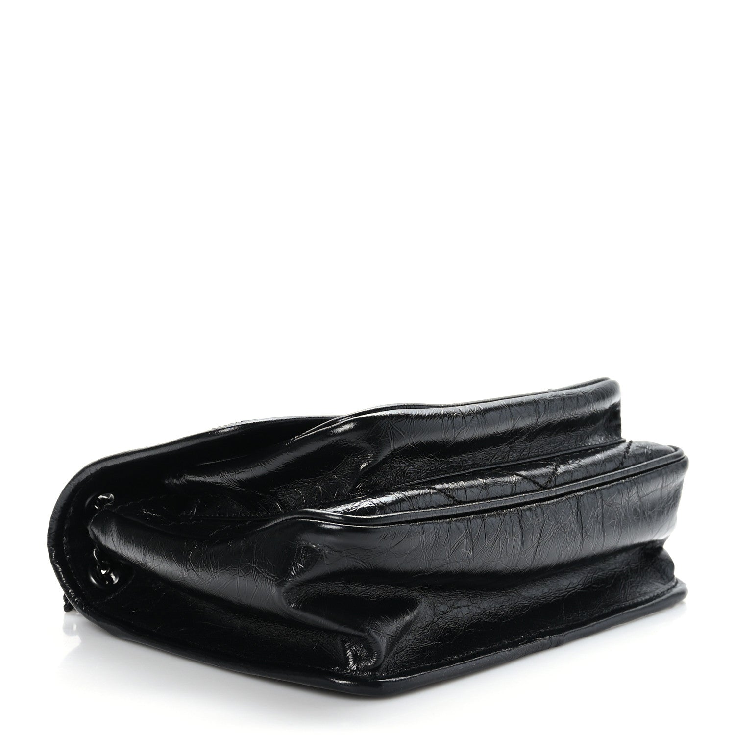 Saint Laurent Crinkled Calfskin Matelasse Monogram Baby Niki Chain Satchel Black 5 of 8