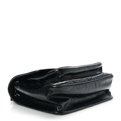 Saint Laurent Crinkled Calfskin Matelasse Monogram Baby Niki Chain Satchel Black 5 of 8