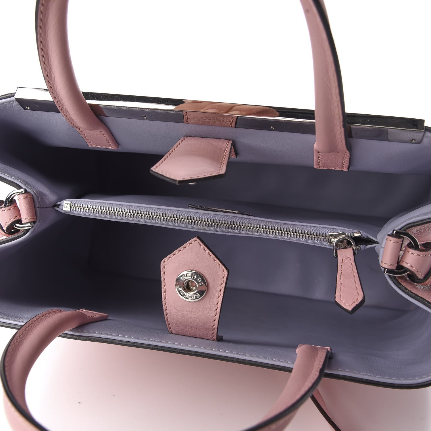 Fendi Vitello Dolce Century Petite 2Jours Tote Bubblegum Lilla Oliva 6 of 11
