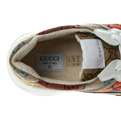 Gucci Monogram Multicolor Mens Rhyton Sneakers 10 Yellow Blue Great White Tabasco 6 of 10