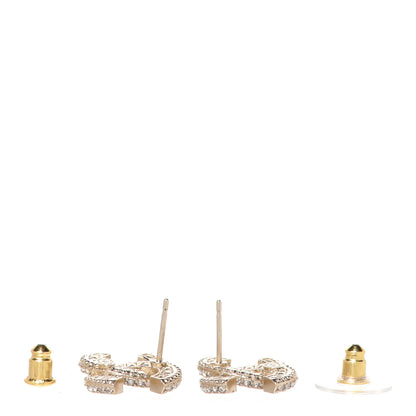 Chanel Crystal Timeless CC Earrings Light Gold 3 of 5