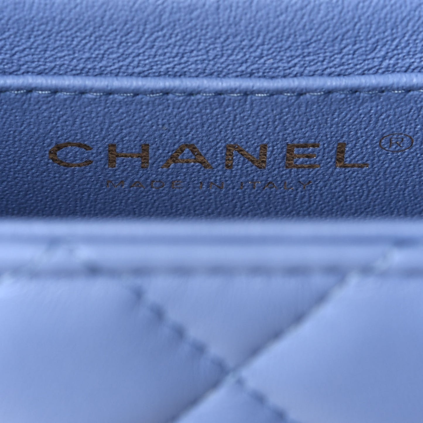 Lambskin Quilted Mini Rectangular Flap Light Blue