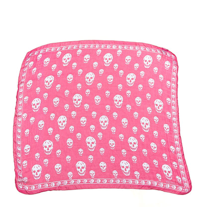 Alexander McQueen Silk Chiffon Skull Scarf Fuxia 1 of 4