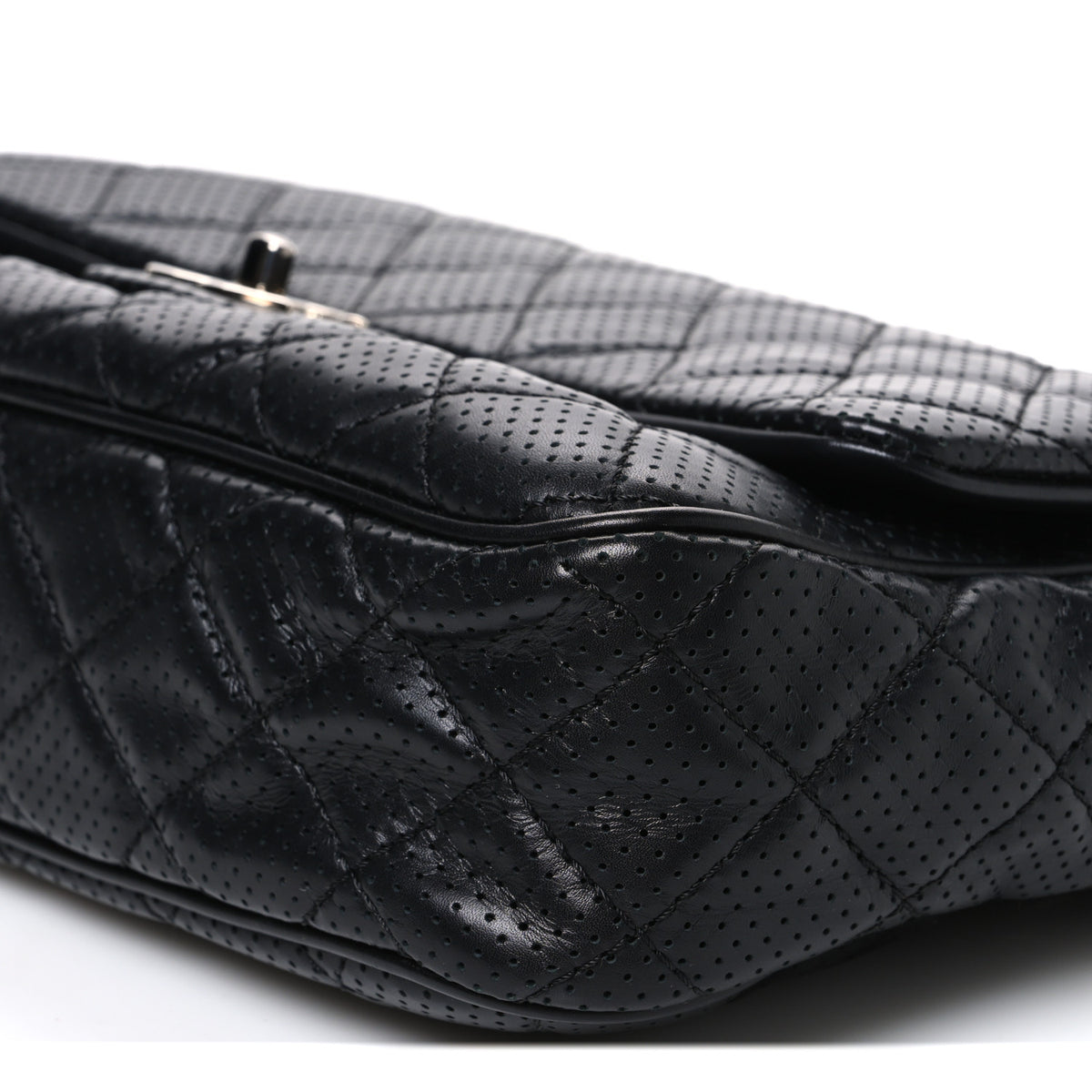 Chanel Lambskin Perforated Jumbo Punch Flap Black 10 of 10