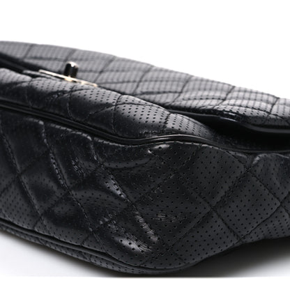 Chanel Lambskin Perforated Jumbo Punch Flap Black 10 of 10