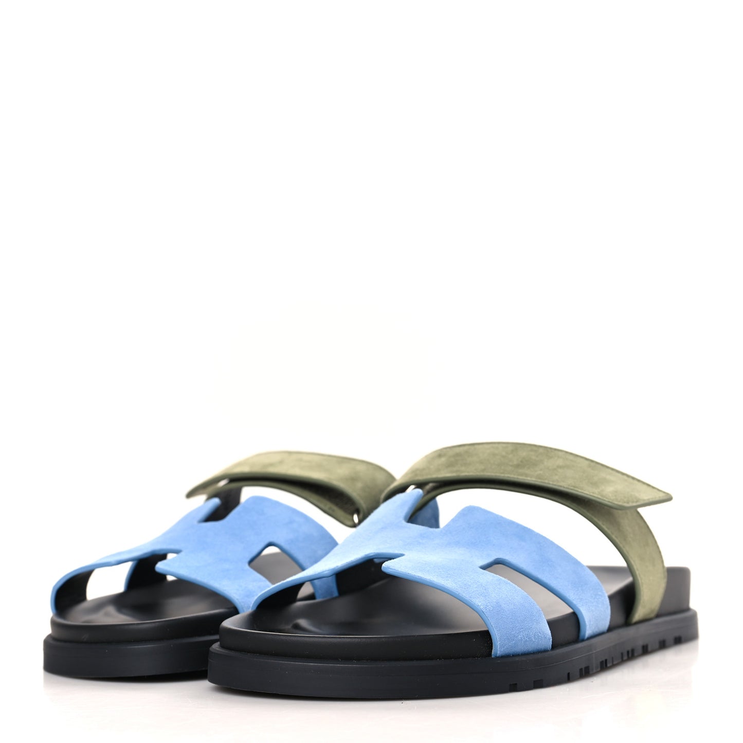 Suede Goatskin Womens Chypre Sandals 39 Bleu Cameo Vert