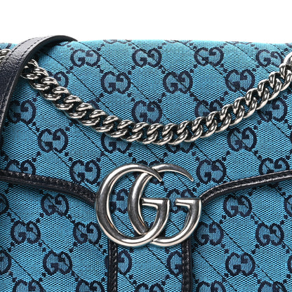 Gucci Monogram Multicolor Matelasse Diagonal Small GG Marmont Shoulder Bag Light Blue 8 of 10