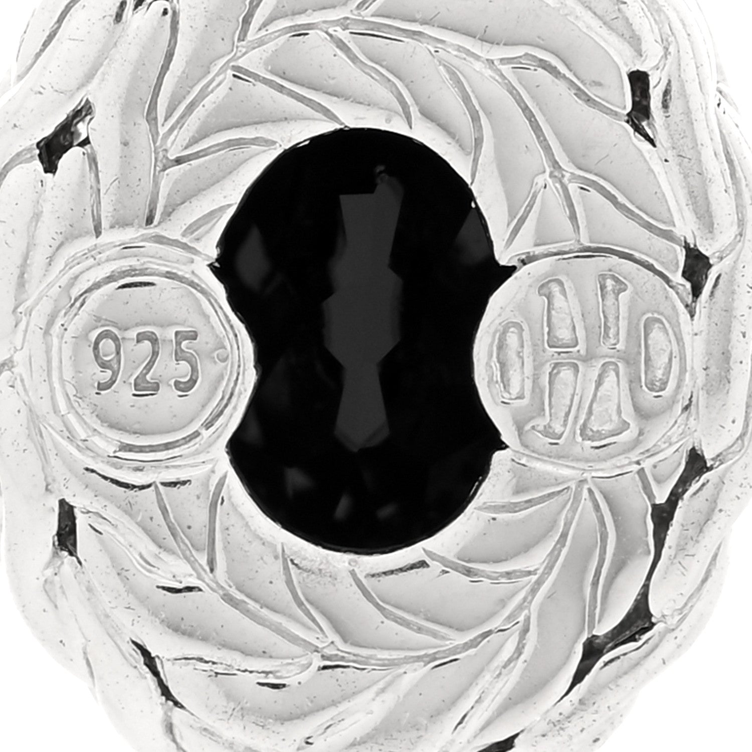 John Hardy Sterling Silver Black Onyx Diamond Oval Pendant 3 of 3