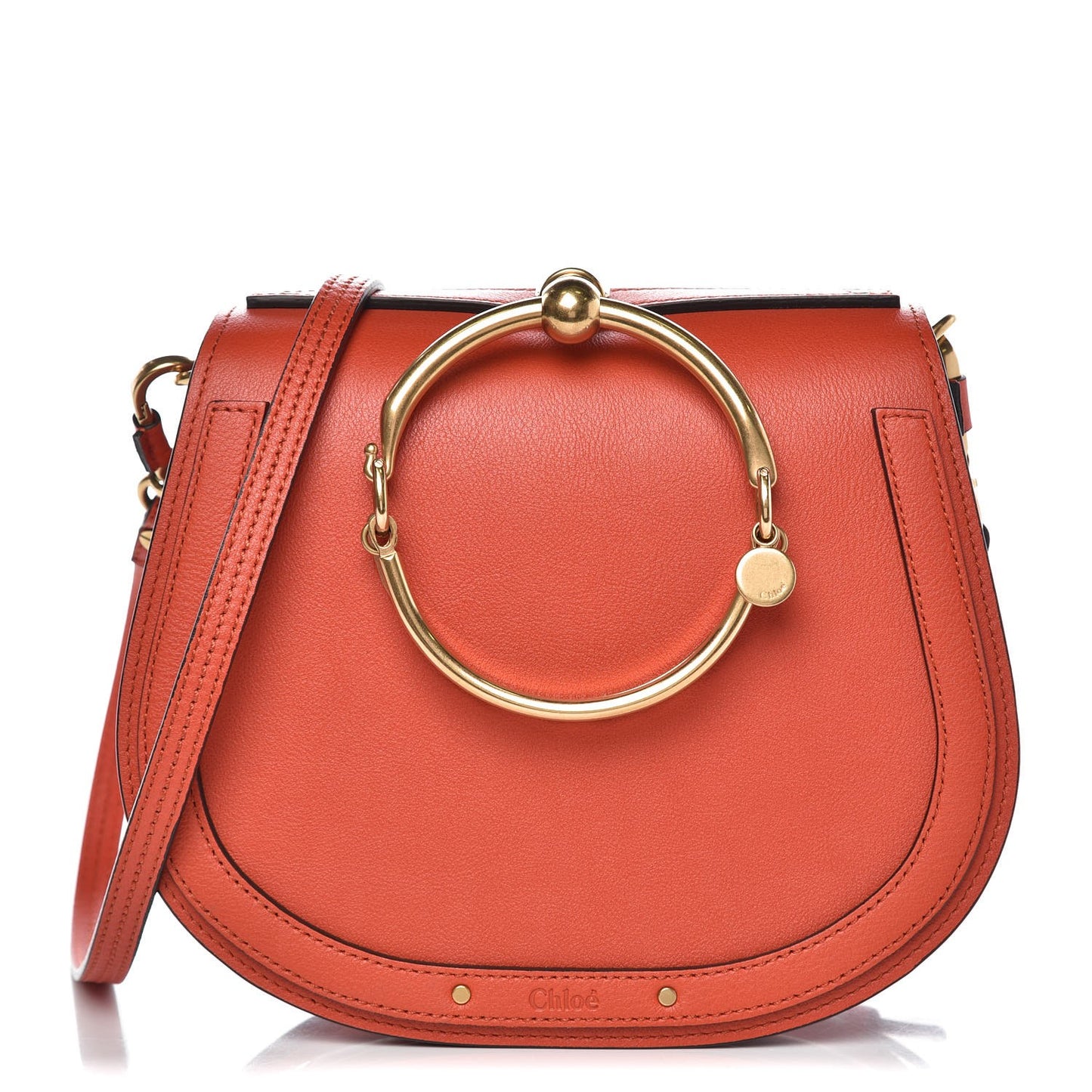 Calfskin Suede Small Nile Bracelet Bag Sepia Red