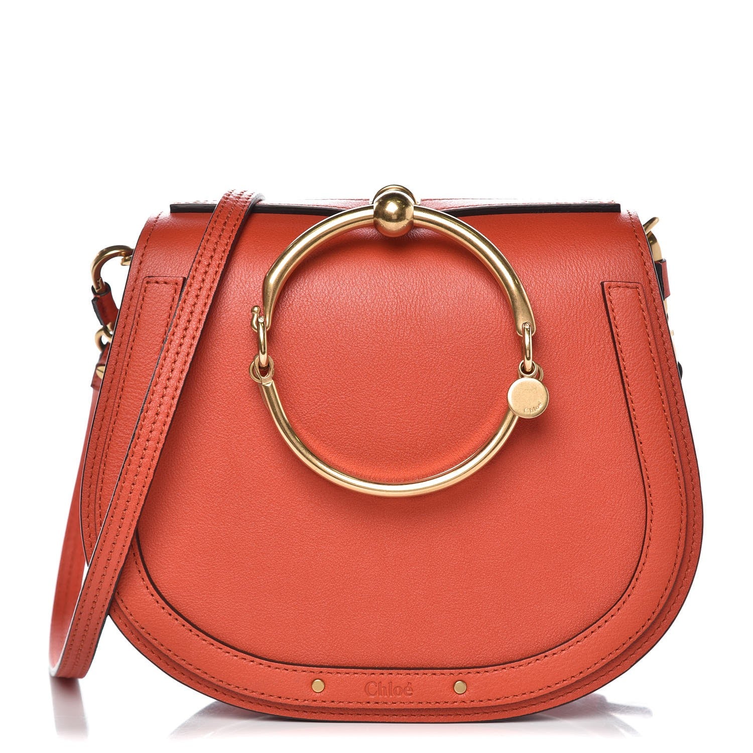 Chloe Calfskin Suede Small Nile Bracelet Bag Sepia Red 1 of 8