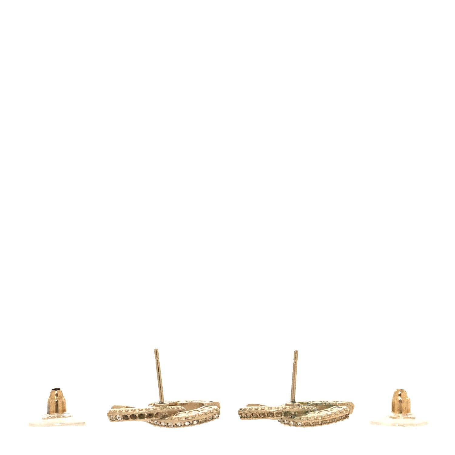 Chanel Crystal Timeless CC Earrings Light Gold 3 of 6