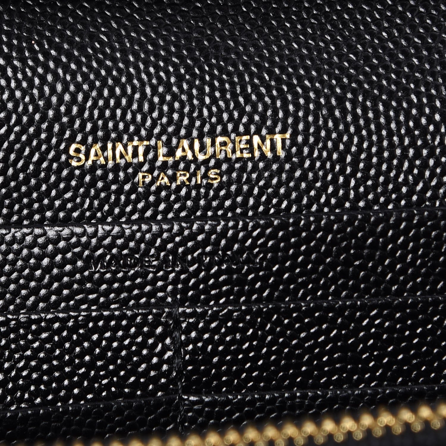 Saint Laurent Grain De Poudre Matelasse Chevron Monogram Chain Wallet Black 6 of 7