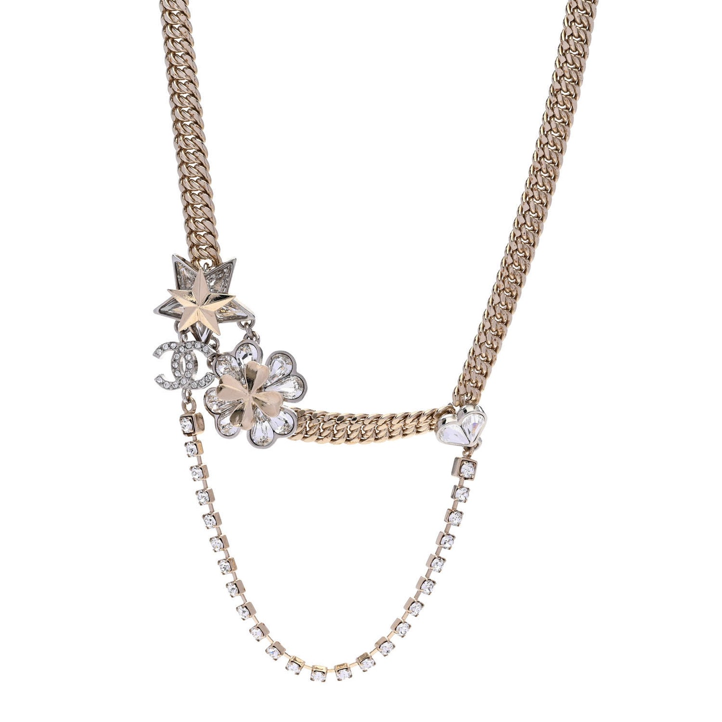 Crystal Chain CC Lucky Charms Choker Gold