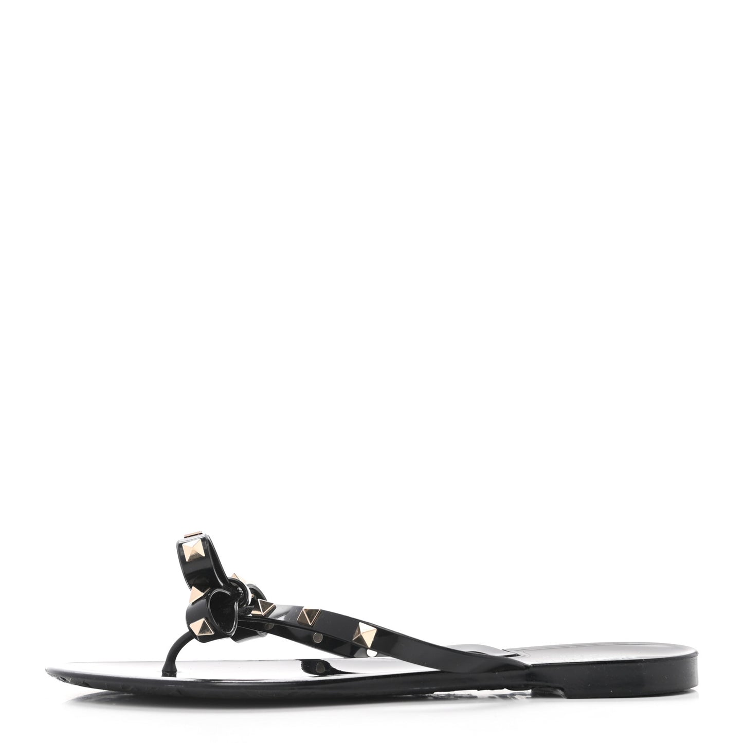 PVC Jelly Rockstud Bow Thong Sandals 41 Black