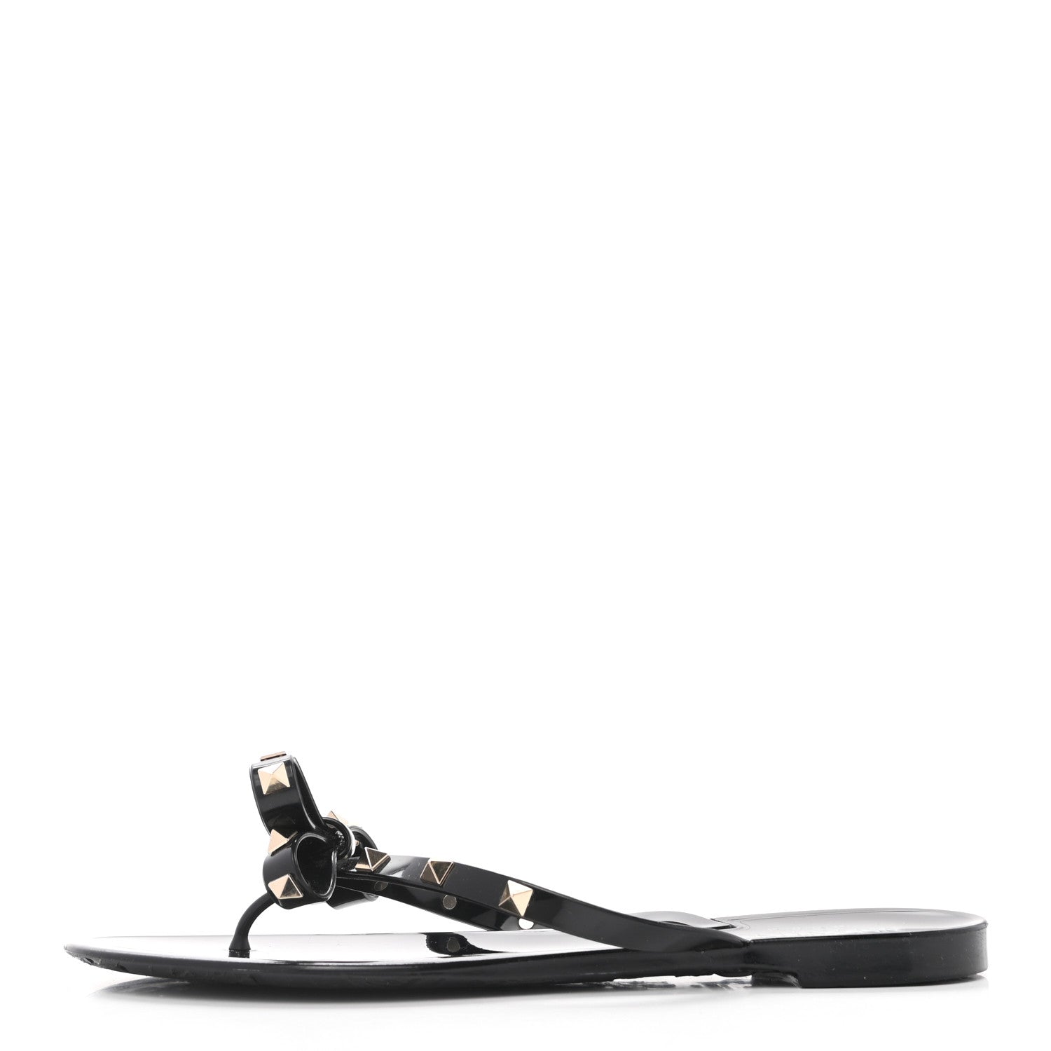 Valentino Garavani PVC Jelly Rockstud Bow Thong Sandals 41 Black 1 of 8