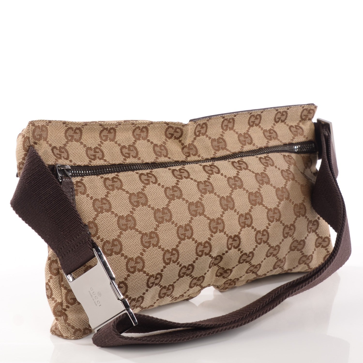 Gucci GG Monogram Double Pocket Belt Bag Dark Brown 3 of 8