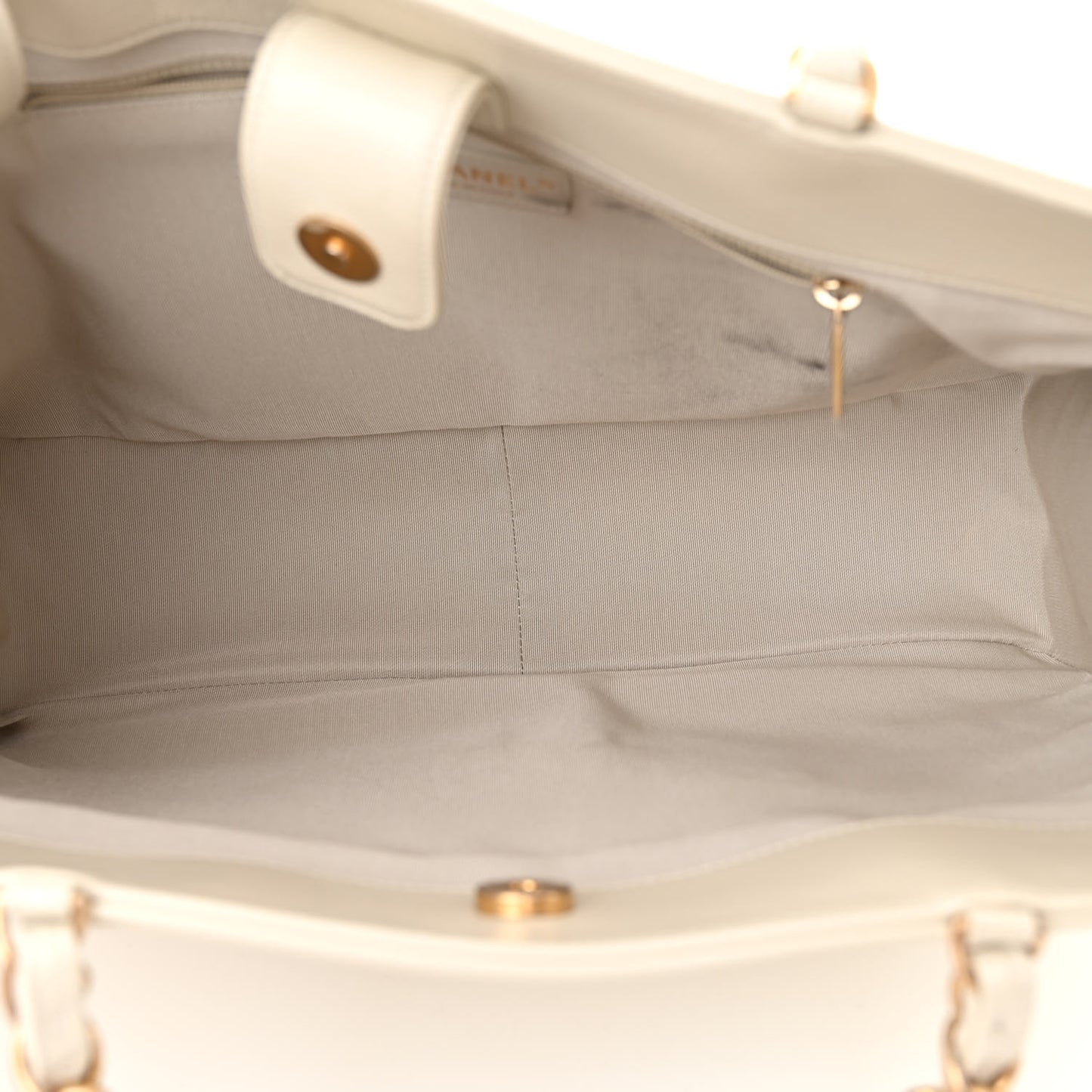 Shiny Aged Calfskin Shopping Bag White