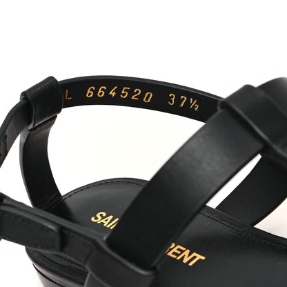 Saint Laurent Calfskin Cassandra Monogram Sandals 37.5 Black 9 of 10