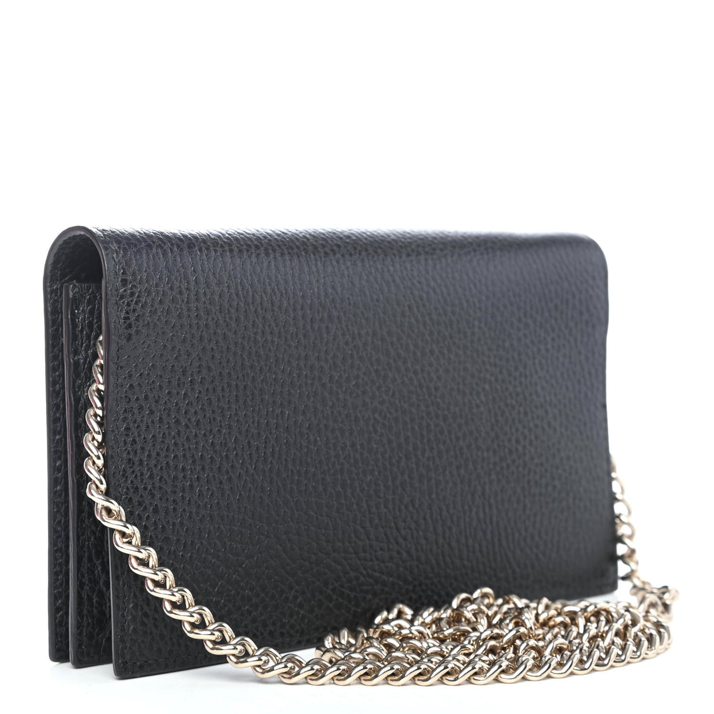 Dollar Calfskin Medium Betty Chain Wallet Black