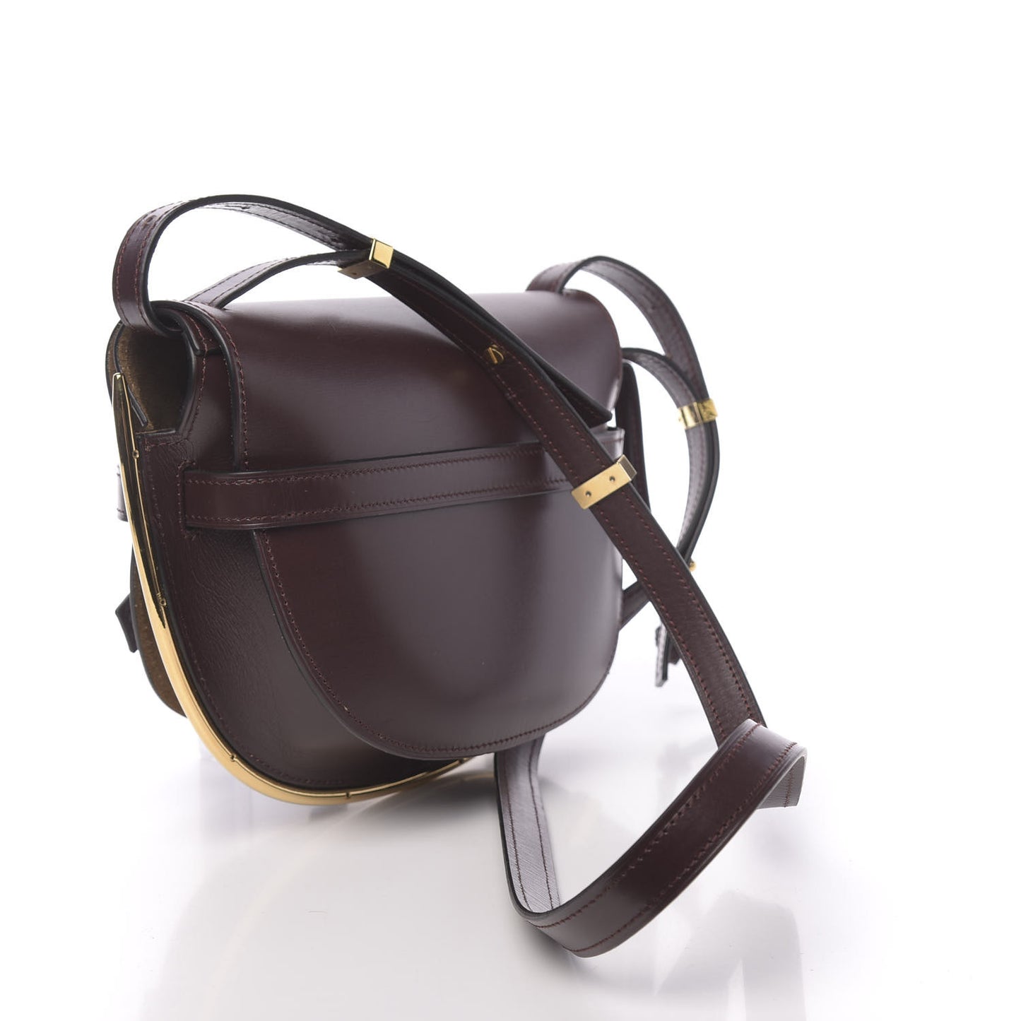 Calfskin Small Metal Gate Crossbody Bag Oxblood
