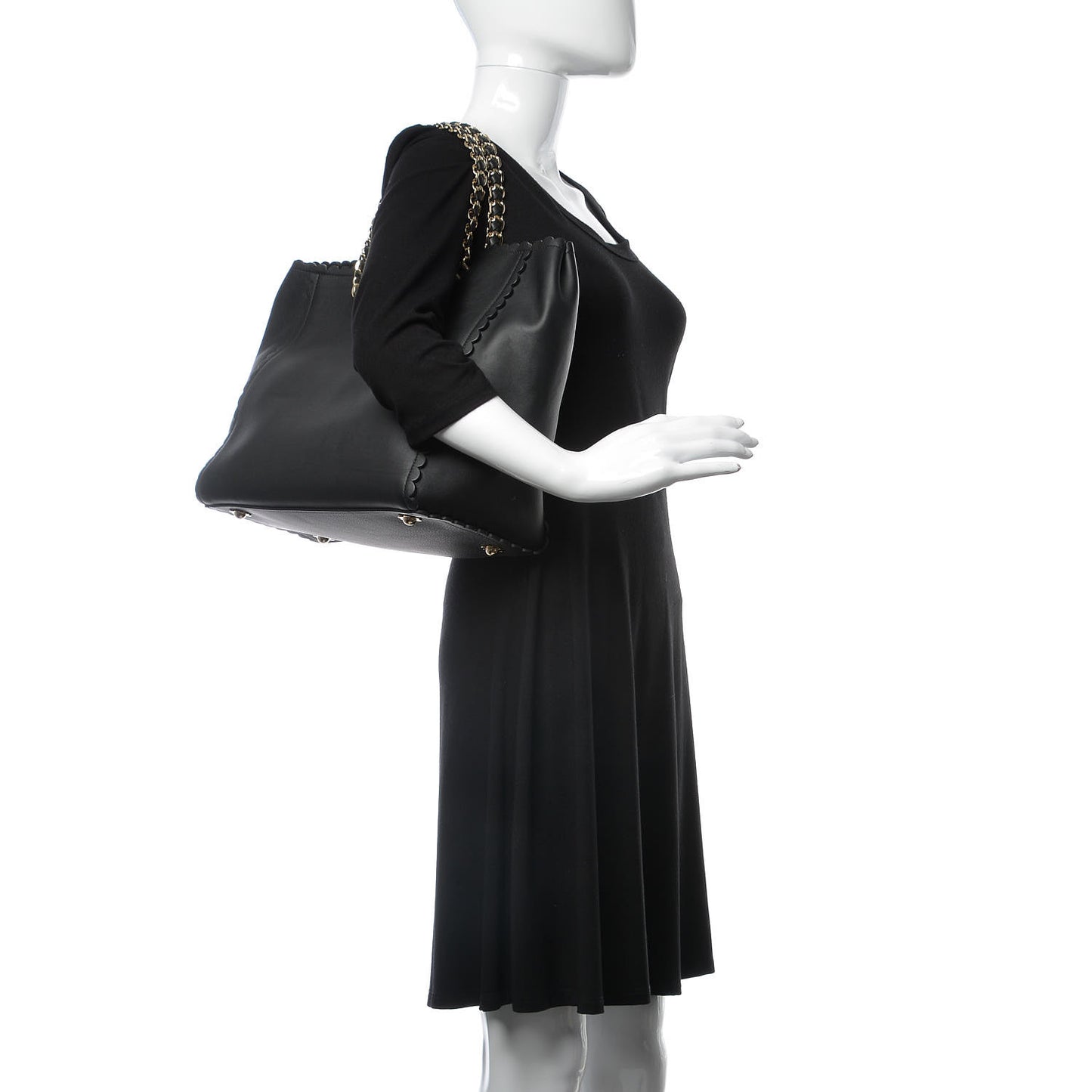 Classic Calfskin Cecily Flower Tote Black