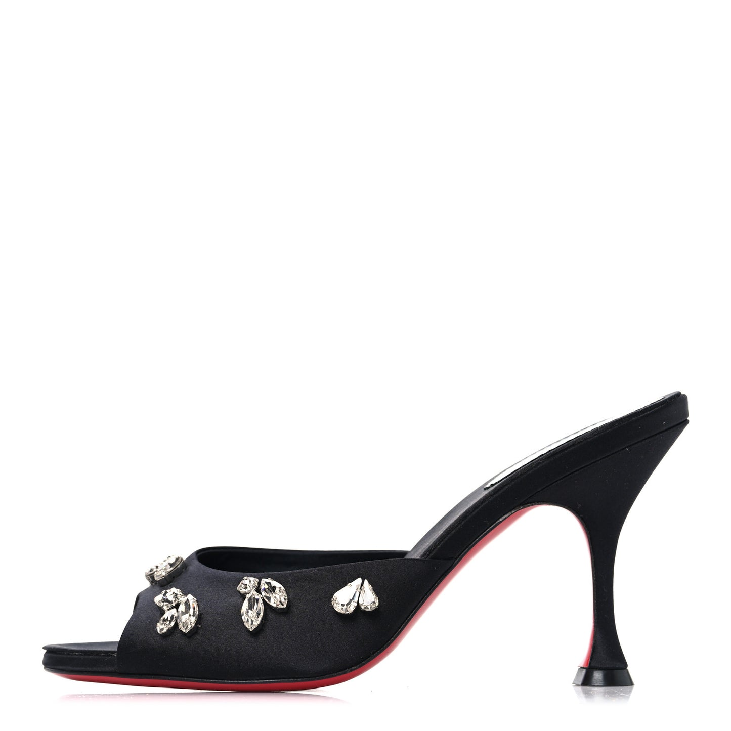 Crepe Satin Crystal Degraqueenie 85mm Slide Sandals 37 Black