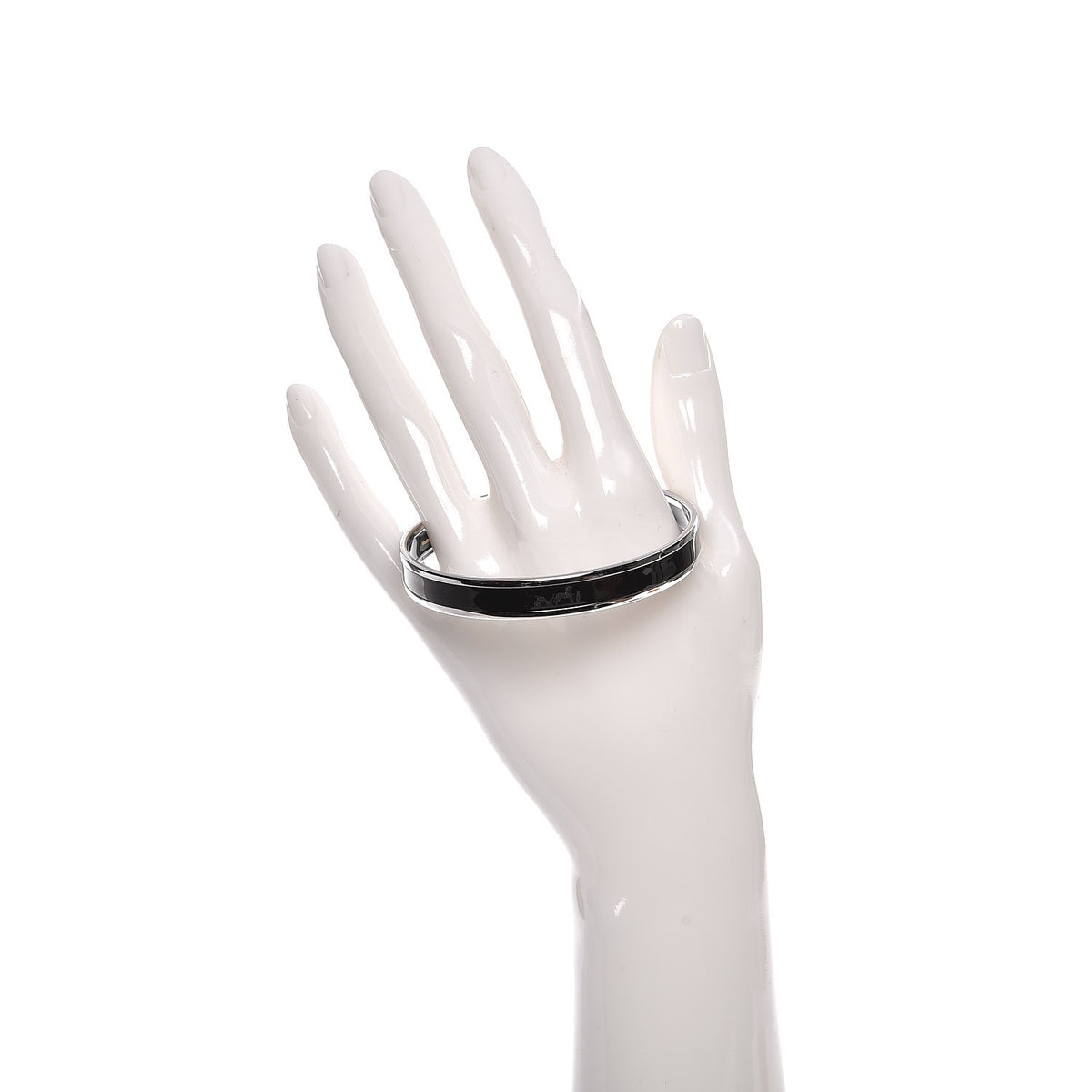 Hermes Enamel Printed Narrow Caleche Bracelet 65 Black 2 of 6