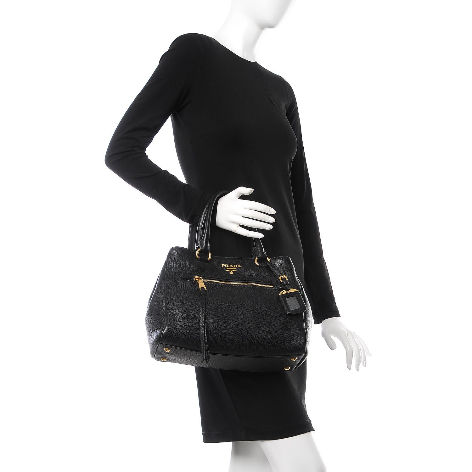 Prada Vitello Phenix Shopping Tote Black 3 of 9