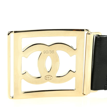Chanel Lambskin Ruched CC Belt 90 36 Black 3 of 3