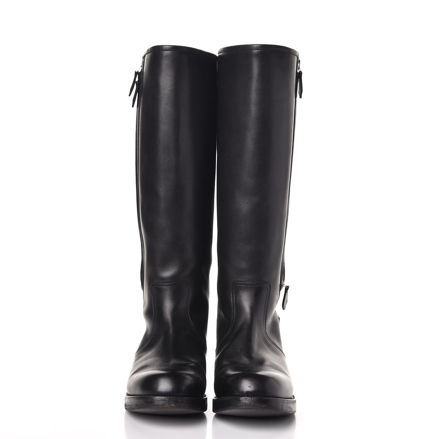 Box Calfskin Equestrian Land Boots 38 Black
