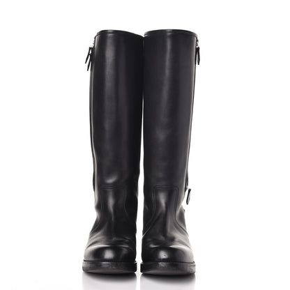 Hermes Box Calfskin Equestrian Land Boots 38 Black 2 of 12