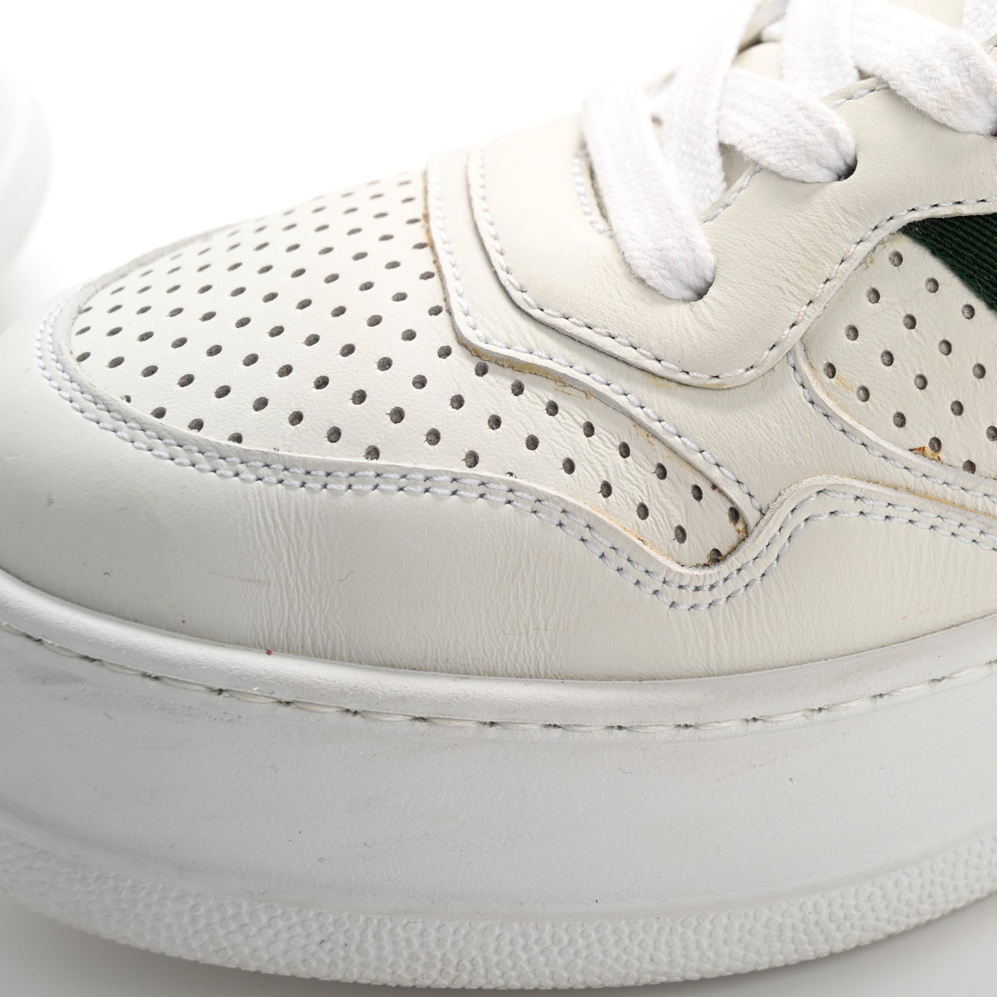 Calfskin Web Perforated Womens Platform 55mm Sneakers 40 White Bright Splash
