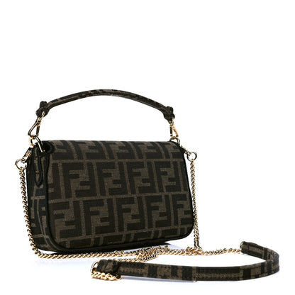 Fendi Fabric Jacquard FF 1974 Mini Baguette Tobacco Moro Black 2 of 5