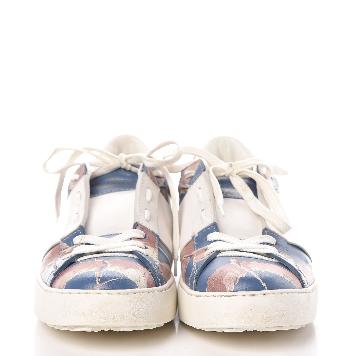 Calfskin Japanese Bird Print Rockstud Open Sneakers 39