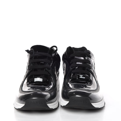 Chanel Patent PVC Womens CC Sneakers 40 Transparent Black 2 of 9