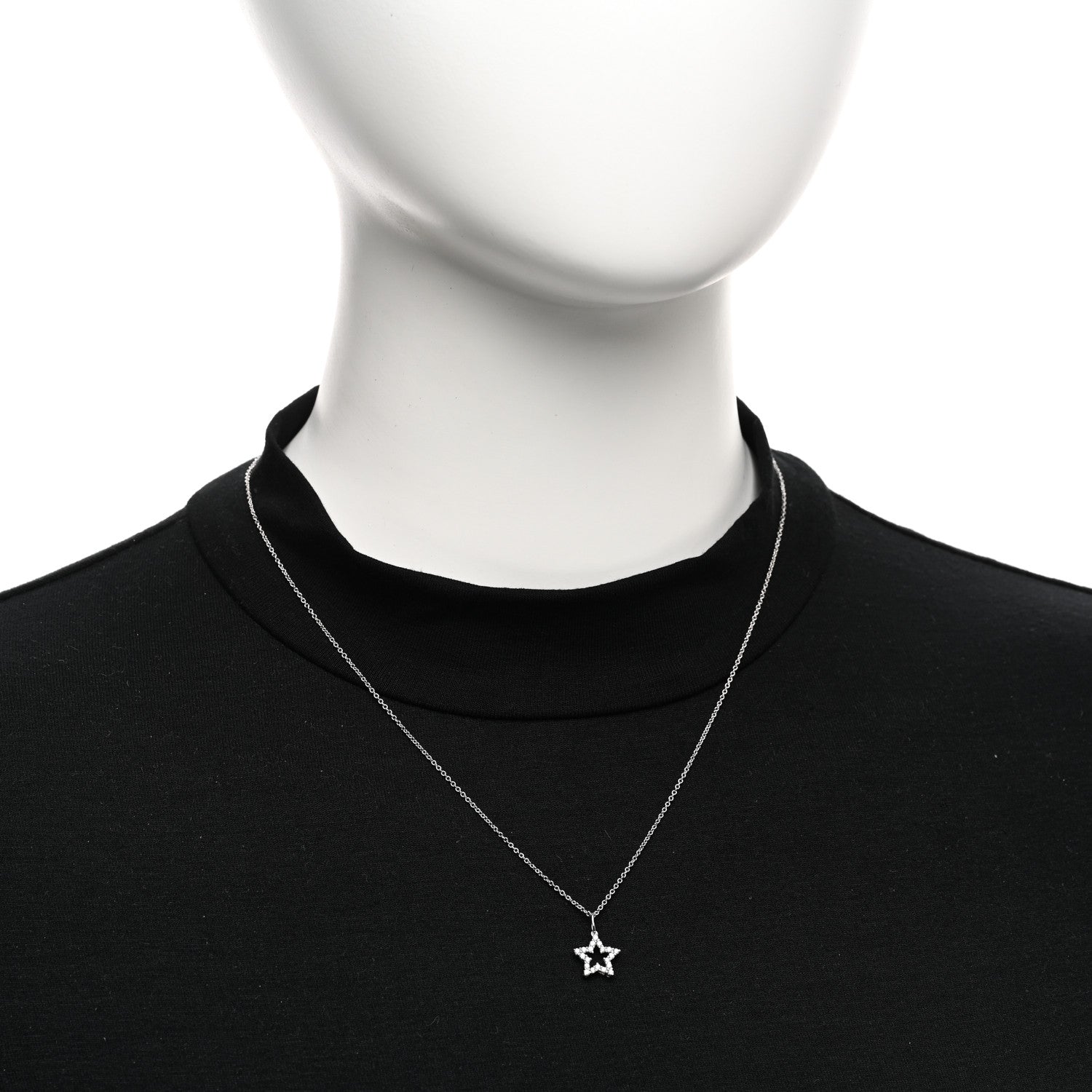 Tiffany Platinum Diamond Star Pendant Necklace 2 of 5