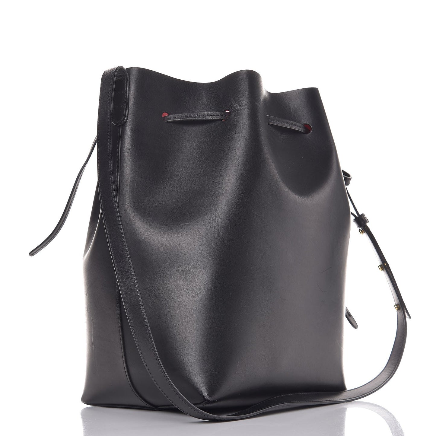 Vegetable Tanned Calfskin Bucket Bag Black Flamma