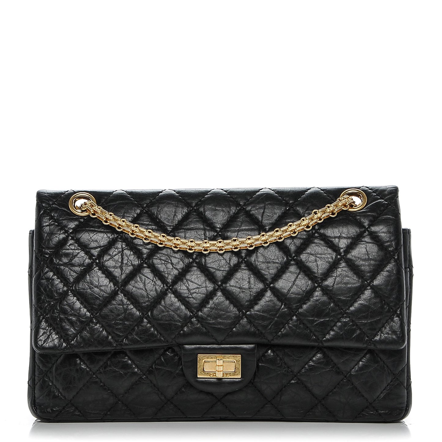 Aged Calfskin Quilted 2.55 Reissue 226 Flap Black